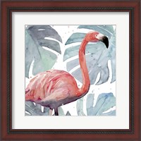 Framed 'Flamingo Splash I' border=