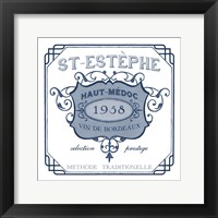 Indigo Wine Labels IV Framed Print