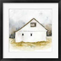 Framed 'White Barn Watercolor I' border=