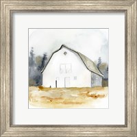 Framed 'White Barn Watercolor III' border=