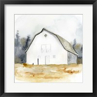 Framed 'White Barn Watercolor III' border=