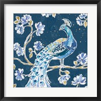 Peacock Allegory IV Blue v2 Framed Print