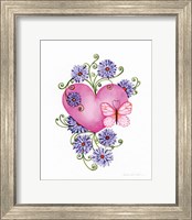 Framed 'Hearts and Flowers III' border=