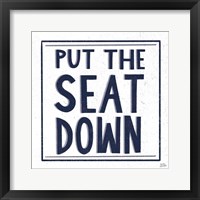 Put the Seat Down Navy Framed Print