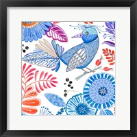 Framed Bird with Flowers II