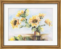 Framed Sunflowers on Golden Vase