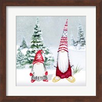 Framed 'Gnomes on Winter Holiday II' border=