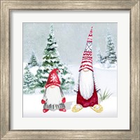 Framed 'Gnomes on Winter Holiday II' border=