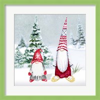 Framed 'Gnomes on Winter Holiday II' border=