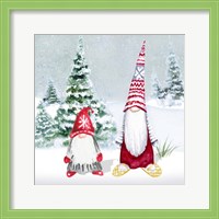 Framed 'Gnomes on Winter Holiday II' border=