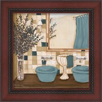 Framed 'Blue Zen Bath I' border=