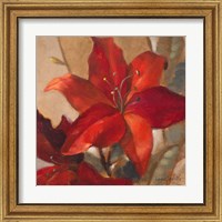 Framed 'Crimson Fleurish II' border=