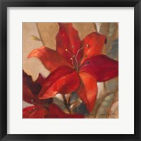 Framed 'Crimson Fleurish II' border=