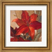 Framed 'Crimson Fleurish II' border=