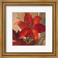 Framed 'Crimson Fleurish II' border=