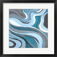 Framed 'Curvilinear Blue II' border=