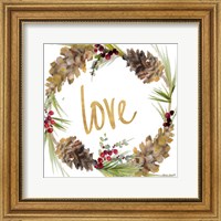 Framed 'Gold Christmas Wreath I' border=