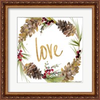 Framed 'Gold Christmas Wreath I' border=