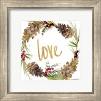 Framed 'Gold Christmas Wreath I' border=