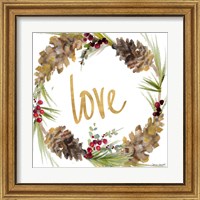 Framed 'Gold Christmas Wreath I' border=