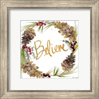 Framed 'Gold Christmas Wreath IV' border=