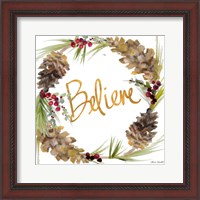 Framed 'Gold Christmas Wreath IV' border=