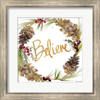 Framed 'Gold Christmas Wreath IV' border=