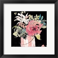 Framed 'Flower Burst on Black I' border=