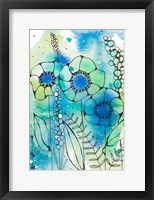 Blue Watercolor Wildflowers I Framed Print
