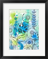 Blue Watercolor Wildflowers II Framed Print