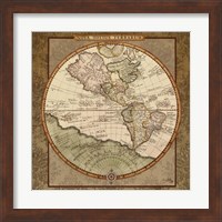 Framed 'Damask World Map I' border=