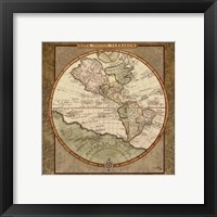 Framed 'Damask World Map I' border=