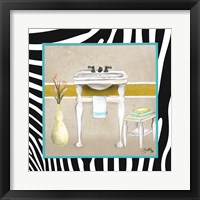 Framed 'Zebra Bath I' border=