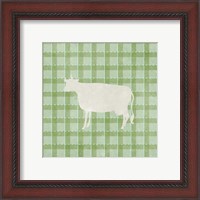 Framed 'Farm Cow on Plaid' border=