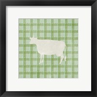 Framed 'Farm Cow on Plaid' border=