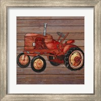 Framed 'Tractor on Wood II' border=