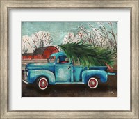 Framed 'Blue Truck and Tree I' border=