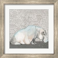 Framed 'Introspective Hippo' border=