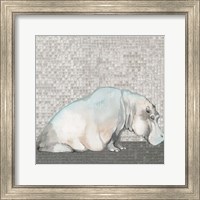 Framed 'Introspective Hippo' border=