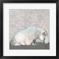 Framed 'Introspective Hippo' border=