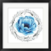 Framed 'Blue Flower II' border=
