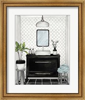 Framed 'Modern Black and White Bath II' border=