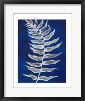 Blue Fern in White Border I Framed Print