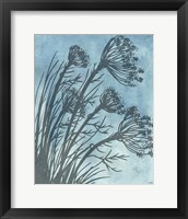 Framed 'Tall Grasses on Blue II' border=