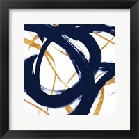 Framed 'Navy with Gold Strokes I' border=