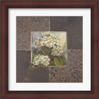 Framed 'Hydrangeas on Brown I' border=