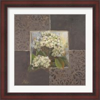 Framed 'Hydrangeas on Brown I' border=