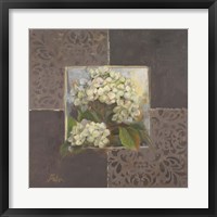 Hydrangeas on Brown I Framed Print