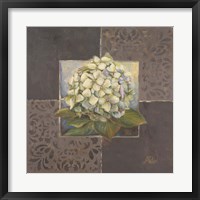 Hydrangeas on Brown II Framed Print