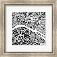 Framed 'Paris Map Black' border=